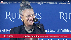 A’Lelia presents the Constitution Day keynote at Rutgers University’s Eagleton Institute of Politics
